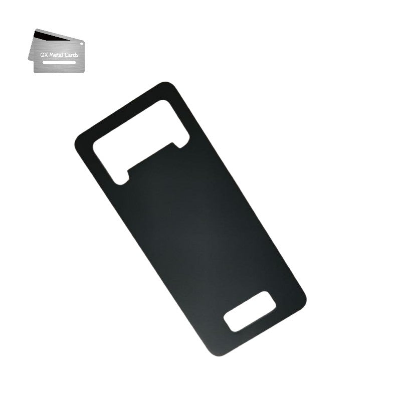 black metal bottle opener business cards