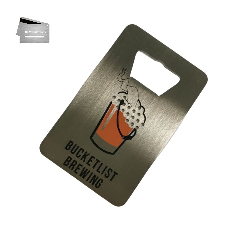 brushed Stainless Steel metal bottle opener business cards