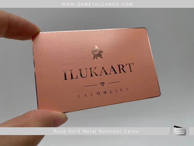 Custom Rose Gold Metal Business Cards for Modern Luxury | QX Metal Cards Custom Rose Gold Metal Business Cards for Modern Luxury | QX Metal Cards