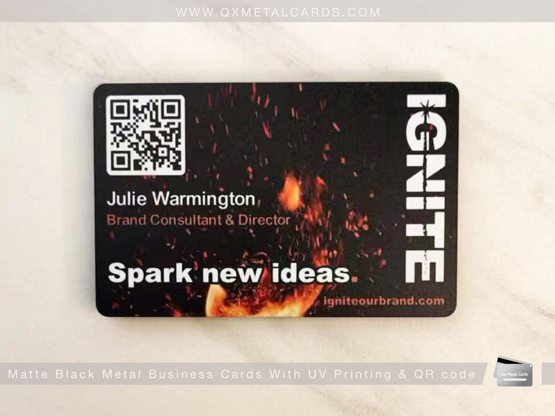 Redefining Modern Business Networking: Matte Black Metal Business Cards with QR Code