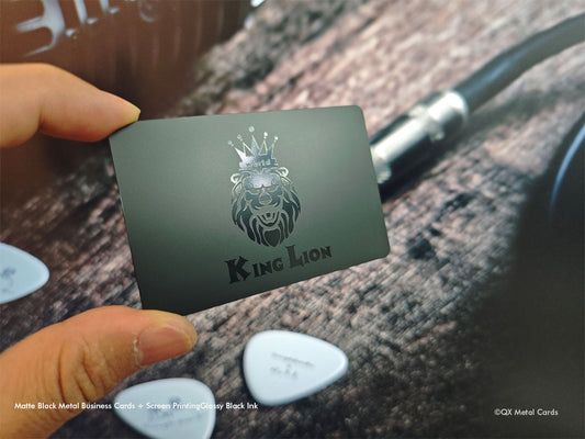 Customized Spot UV Black Metal Business Cards