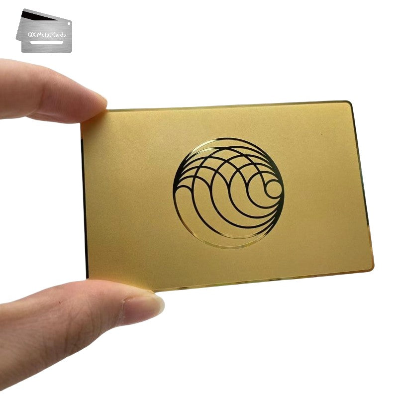 Etched Mirror Gold Metal Membership Cards