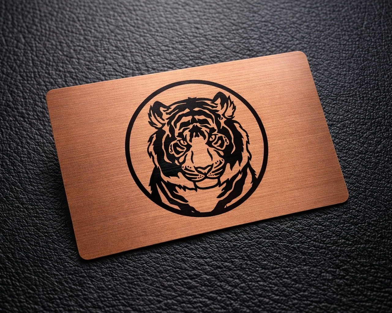brushed copper metal business cards