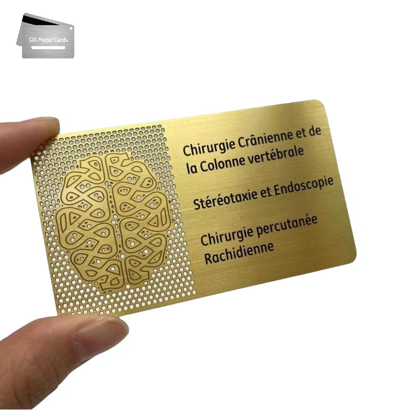 brushed gold metal business cards