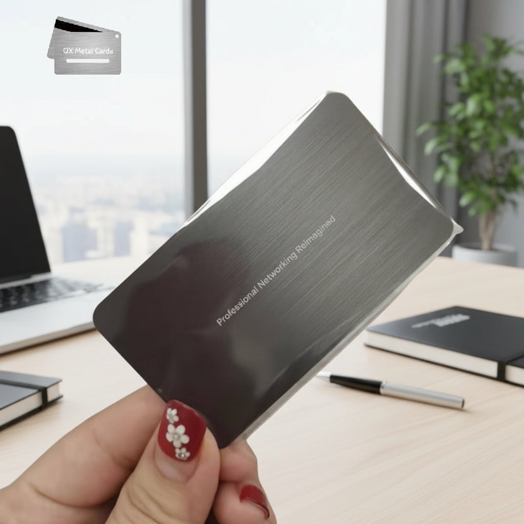 brushed gun metal cards with laser etched
