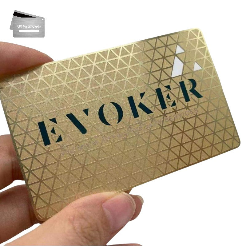 etched matte gold metal membership cards