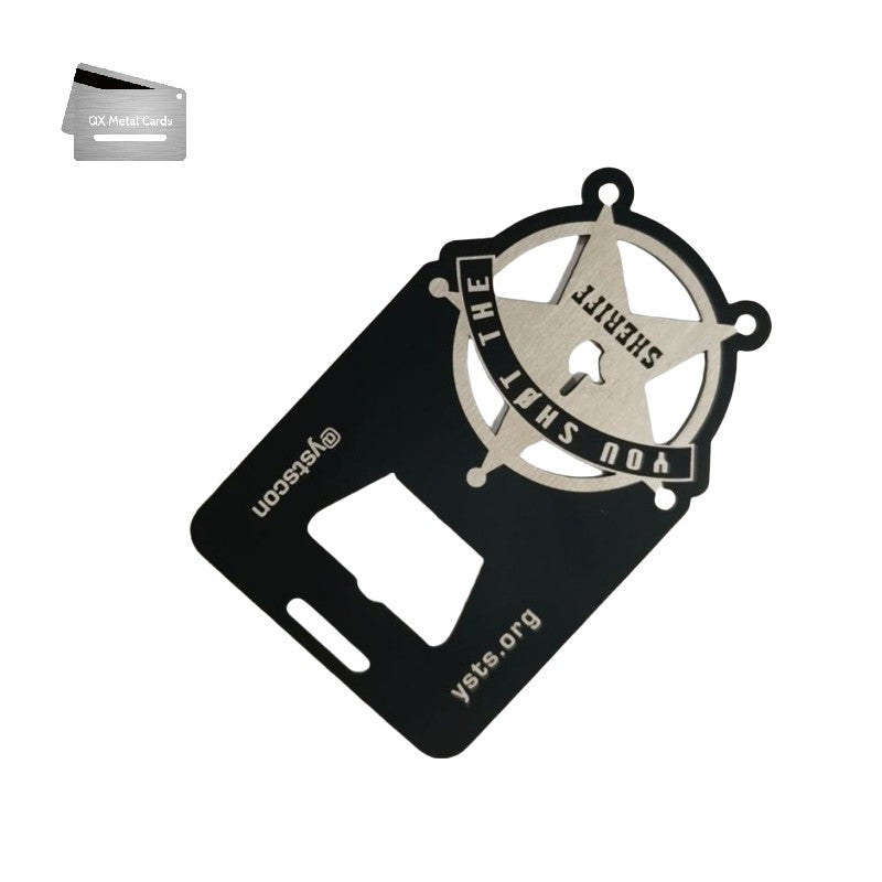 laser etched matte black metal bottle opener business cards