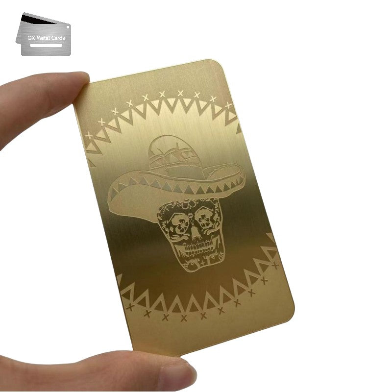 luxury brushed gold metal membership cards