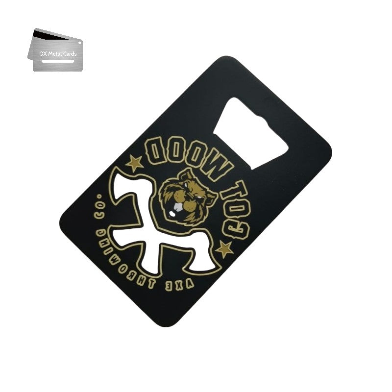 matte black metal bottle opener business cards