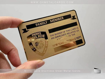 Mirror Gold Stainless Steel Metal Cards