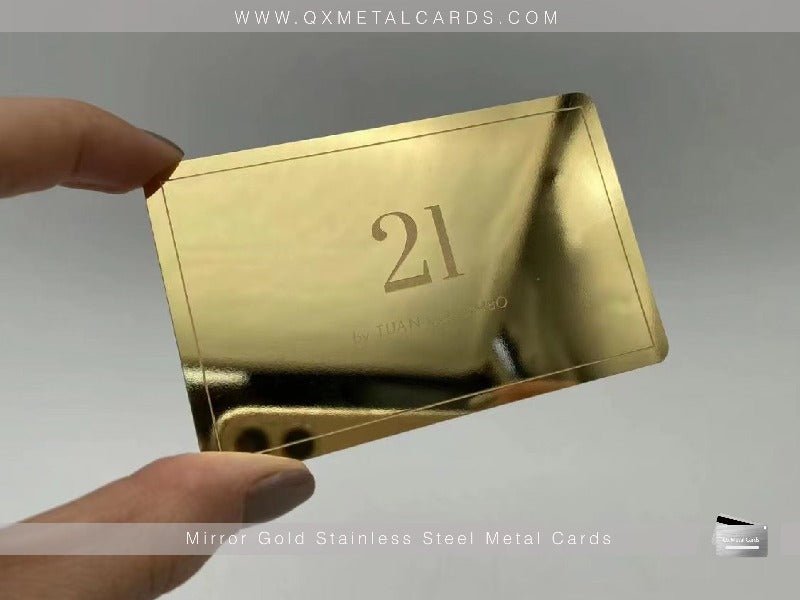 Mirror Gold Stainless Steel Metal Cards