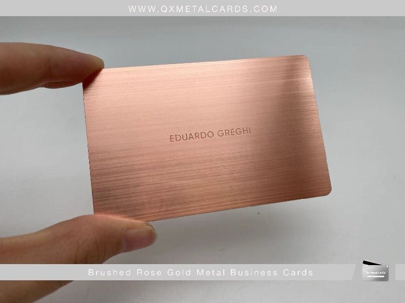 Custom Rose Gold Metal Business Cards for Modern Luxury | QX Metal Cards Custom Rose Gold Metal Business Cards for Modern Luxury | QX Metal Cards